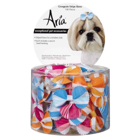 AR Grosgrain Stripe Bows Canister 100Pc