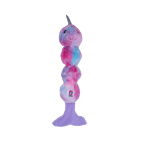 Tie Dye Narwal Skinny Squeaking Plush Dog Toy