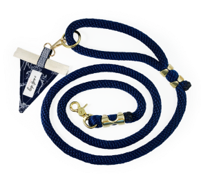 Carta Marina Navy Vintage Nautical Toile Premium Rope Dog Leash