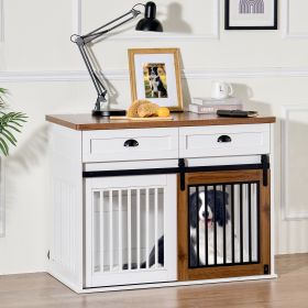 Heavy Duty Furniture style dog cage wooden dog cage double door dog cage side cabinet dog cage Dog crate (44 1/2"W *26"D *33 1/4"H)