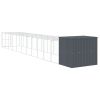 Dog House with Run Anthracite 84.3"x501.2"x71.3" Galvanized Steel