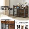 Furniture Style Dog Crate with Storage, 41 inch Dog Crate Furniture Large Breed with Double Doors, Wooden Dog Cage for Large/Medium Dog Indoor,