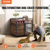 Furniture Style Dog Crate with Storage, 41 inch Dog Crate Furniture Large Breed with Double Doors, Wooden Dog Cage for Large/Medium Dog Indoor,