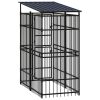 Outdoor Dog Kennel with Roof Steel 19.8 ft¬≤