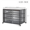 42" Heavy Duty Dog Crate for Large Medium Dogs, Furniture Style cage with 4 Lockable Wheels and 2 Locks, Decorative Pet House Wooden Cage Kennel Furni