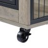 Furniture Style Dog Crate Side Table on Wheels with Double Doors and Lift Top. Grey, 43.7'' W x 30'' D x 31.1'' H.