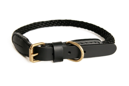 Alvalley Rope and Leather Collar with Buckle (size: 18 in)