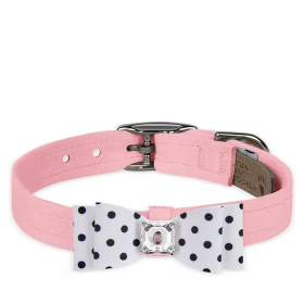 Susan Lanci Designs Black & White Polka Dot Big Bow Collar (Color: Puppy Pink/Black & White Polka Dot, size: large)