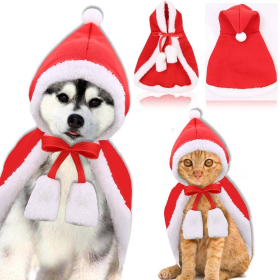 Merry Christmas Pets Whole Costume set (Color: Red/White, size: small)