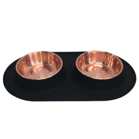 Messy Mutts - Silicone Feeder (Color: Black/Copper, size: large)