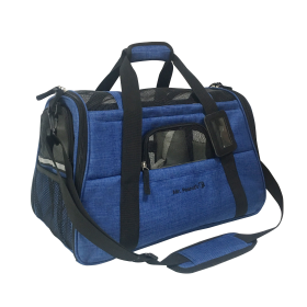 Mr. Peanut's Copper Series Airline Capable Pet Carrier, Tall Profile Soft Sided Luxury Travel Tote (Color: Deja Blue, size: 19 in L x 10.5 in W x 12 in H)