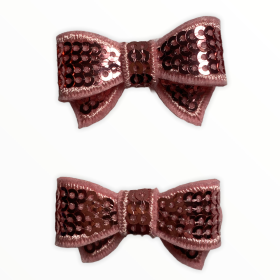 Mini Sequin Hair Bow Clips (Color: Pink)