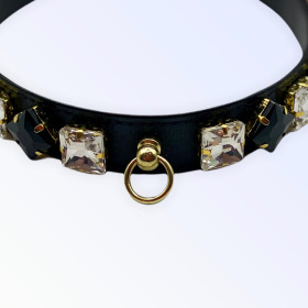 My Rhinestone Glam Collar (Color: Black, size: 12")