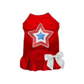 Sequin Star Dress/Tee (Color: Red, size: X Small)