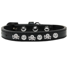 Skull Studded Collar (Color: Black, size: 10")