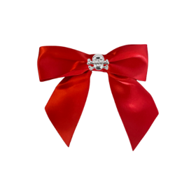 Skull Studded Hair Bow (Color: Red)