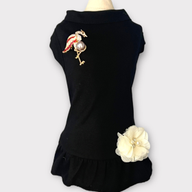 Elegant Flamingo Rhinestone and Pearl-Dog Dress (size: X Small)