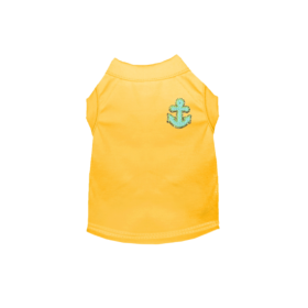 Chenille Embroidered Anchor Dog Shirt (Color: Yellow, size: X Small)