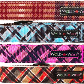 Plaid Dog Collars (Color: Hot Pink, size: XS 5/8" width fits 8-12" neck)