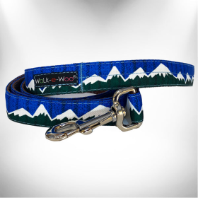 Mountain Dog Leads (Color: Blue/Green Snowcap Mtn, size: THIN Lead 5/8" width- 5' length)