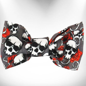 Tattoo Dog Bow Tie (Color: Skulls n' Roses)