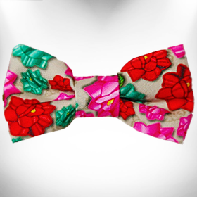 Doggie Bow Tie Design (Color: Mayan Flowers, size: Small 4"x 2")