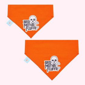 "Bad Motha Fluffa" Orange Collar Bandana (size: medium)