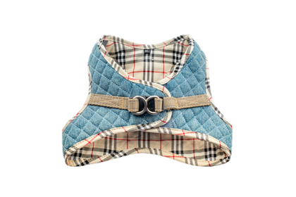 Step-In Denim Harness (Color: Denim & Beige Plaid, size: XS)