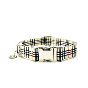 Adjustable Collar (Color: Beige Plaid, size: small)