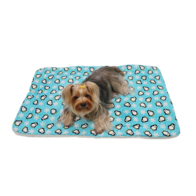 Penguins & Snowflakes Flannel/Ultra-Plush Blanket (Color: Turquoise, size: one size)