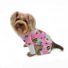 Ultra Soft Plush Minky Bumblebee & Flower Pajamas (Color: Pink, size: S)