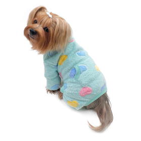 Ultra Plush Colorful Hearts Turtleneck Pajamas (Color: Blue, size: XS)