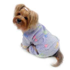 Ultra Plush Colorful Bones/Paws Turtleneck Pajamas (Color: Purple, size: XS)