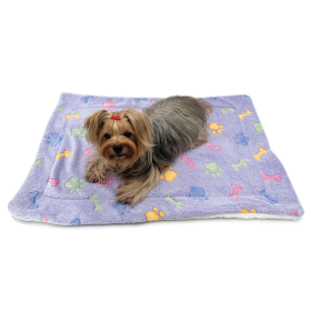 Ultra Plush Colorful Bones/Paws Blanket (Color: Purple, size: 30" x 20")