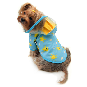 Clear View Happy Sunshine Raincoat with Fleece Lining and Detachable Hood (Color: Blue, size: XS)