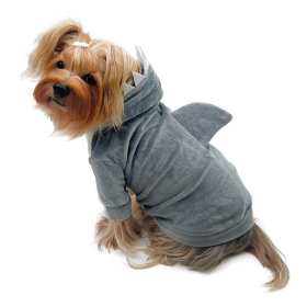 Ultra Plush Shark Hoodie with Fin & Teeth (Color: Gray, size: XS)