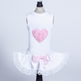 Laced Puff Heart Dress (Color: Pink, size: XXS)