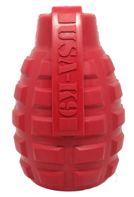 USA-K9 Grenade Durable Rubber Chew Toy & Treat Dispenser (Color: Red, size: medium)