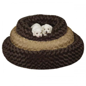 Slumber Pet Swirl Plush Donut Bed (Color: Brown, size: 18in)