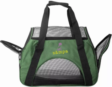 Zampa Airline Approved Soft Sided Pet Carrier (Color: Olive Green, size: 15" x 17" x 7")