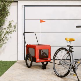 Pet Bike Trailer Orange and Black Oxford Fabric and Iron (Color: Orange)