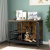 Modern Kennel Dogs room up to 80 LB, Dog crate furniture with Multi-Purpose Rremovable Ttray, Double-Door Dog House, lift Panel, 360 Degree Rotation -